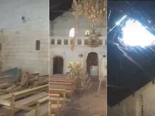 لقطات من فيديو يُظهر الأضرار التي لحقت بكنيسة مار جاورجيوس في بلدة يارون اللبنانيّة