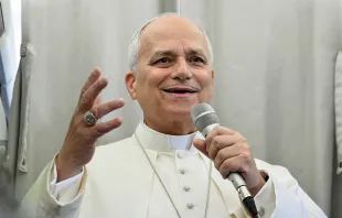 البابا لاوون يتحدّث في الطائرة لدى عودته من بيروت إلى روما في الثاني من ديسمبر/كانون الأوّل 2025 مصدر الصورة: فاتيكان ميديا