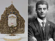 القدّيس بيير جورجيو فراسّاتي وحافظة الذخائر التي تحتضن قطعة من ثيابه وتُعرّض غدًا في روما