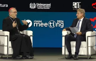 بيتسابالا اليوم في حوار ضمن الجلسة الافتتاحيّة للنسخة الـ45 من لقاء الصداقة بين الشعوب في مدينة ريميني الإيطاليّة مصدر الصورة: فيديو الجلسة الافتتاحيّة على قناة  Meetingdirimini في يوتيوب