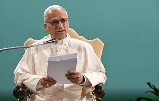 البابا لاوون الرابع عشر يلقي كلمة في مركز لحركة الفوكولاري في منطقة كاستل غاندولفو المجاورة لروما في شهر أكتوبر/تشرين الأوّل الماضي مصدر الصورة: فاتيكان ميديا