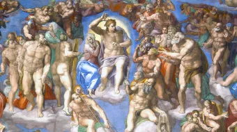 لوحة «الدينونة الأخيرة» للفنّان مايكل أنجلو بوناروتي في كنيسة سيستين الفاتيكانيّة مصدر الصورة: Public Domain