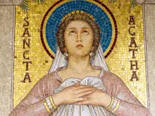 فسيفساء للقدّيسة آغاثا في بازيليك القدّيسة سيسيليا-روما، إيطاليا
