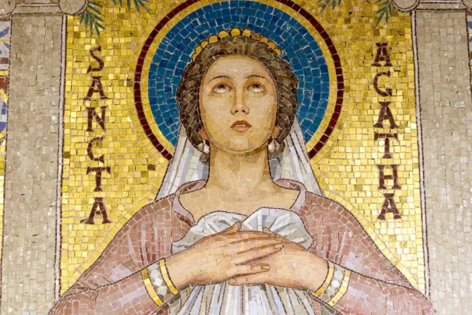 فسيفساء للقدّيسة آغاثا في بازيليك القدّيسة سيسيليا-روما، إيطاليا