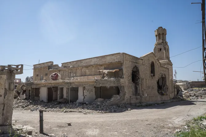 لقطة لكنيسة الطاهرة للكلدان في الموصل العراقيّة تُظهر حجم الدمار الذي سبّبه تنظيم «داعش»