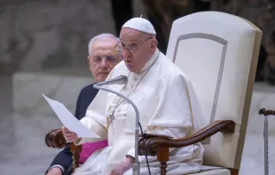 البابا فرنسيس يلتقي آلاف الحجّاج صباح اليوم في قاعة بولس السادس الفاتيكانيّة مصدر الصورة: دانييل إيبانيز/آسي مينا