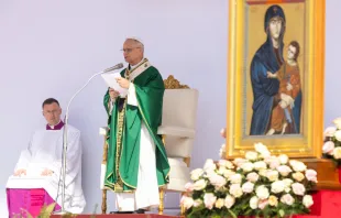 البابا لاوون الرابع عشر يترأّس الذبيحة الإلهيّة في تور فيرغاتا-روما مصدر الصورة: دانييل إيبانيز/آسي مينا