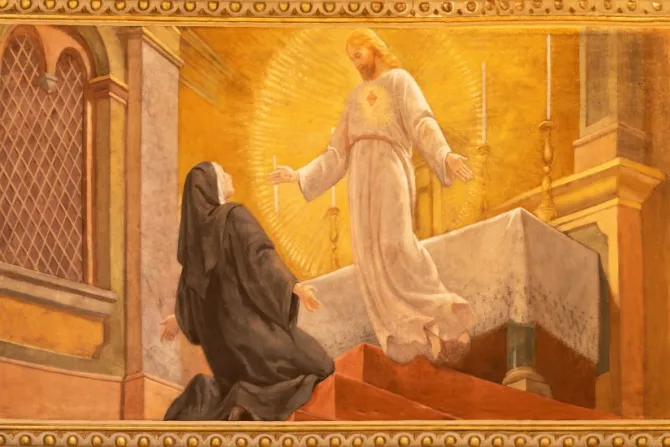 لوحة لظهور رحمة يسوع الإلهيّة في كنيسة القدّيس أنطونيوس، فارالّو-إيطاليا