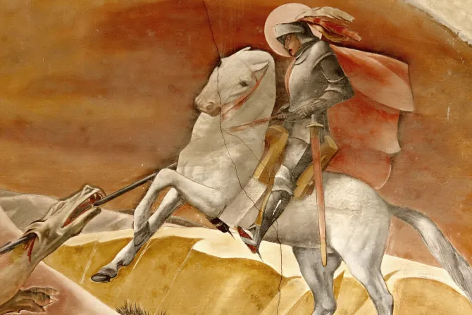 لوحة جداريّة للقدّيس جرجس في بلدة مالي شماليّ إيطاليا