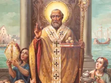 القدّيس نيقولاوس العجائبي، لوحة للفنّان أومبيرتو كولونّا في كنيسة القدّيس فرديناندو-باري، إيطاليا