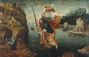 لوحة زيتيّة للقديس خريستوفورس بريشة يواكيم باتينير مصدر الصورة: Christies/Pinterest