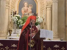 البطريرك ميناسيان يلقي كلمة في كنيسة الصليب بحلب-سوريا