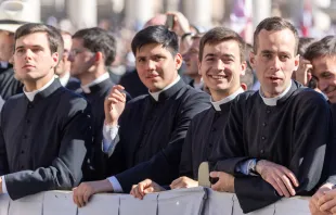 رهبان وراهبات يشاركون صباح اليوم في المقابلة العامّة الأسبوعيّة للبابا لاوون الرابع عشر في ساحة القدّيس بطرس-الفاتيكان. مصدر الصورة: دانييل إيبانيز/ آسي مينا