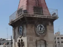 ساعة كاتدرائيّة مار الياس المارونيّة في حلب بعد ترميمها