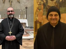 الأب يعقوب مراد إلى اليمين، والخورأسقف يونان مبارك حنّو إلى اليسار