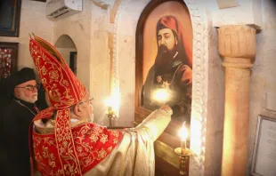 جانبٌ من قدّاس الشكر في كنيسة السيّدة أمّ المعونات-حلب لمناسبة إعلان قداسة إغناطيوس مالويان مصدر الصورة: استوديو فينوس