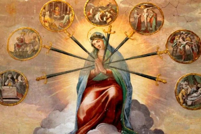 لوحة جدارية لمريم العذراء سيّدة الأحزان