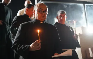 الأب جبرائيل رومانيلّي كاهن رعية العائلة المقدّسة للاتين في غزة مصدر الصورة: البطريركية اللاتينية - القدس