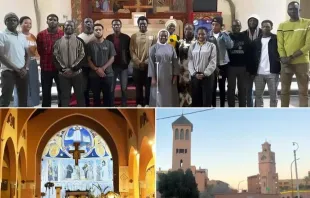 صورة مركّبة تُظهر المشاركين في رياضة روحيّة للناطقين باللغة الإنجليزيّة في فاس (في الأعلى)، ومبنى كنيسة الشهداء القدّيسين  في مراكش. مصدر الصورة :باتريك بيري