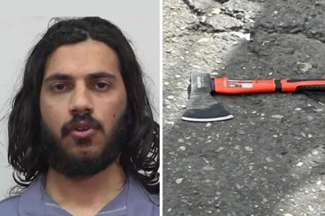 السلاح المستخدَم في الهجوم (إلى اليمين) والمُدان لؤي عبد الرحيم، منفِّذ الهجوم على مسيرة أكيتو 2025  (إلى اليسار)