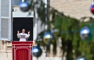 البابا لاوون الرابع عشر يتلو صلاة التبشير الملائكيّ مع المؤمنين في ساحة القدّيس بطرس الفاتيكانيّة مصدر الصورة: فاتيكان ميديا