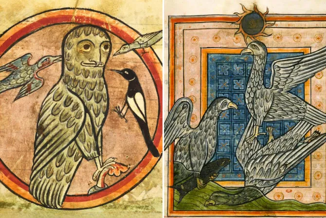 ارتبطت الطيور في النصوص المقدّسة والفنون الدينيّة بدلالات روحيّة ولاهوتيّة