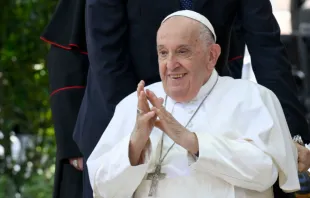 البابا فرنسيس في «أرينا» مدينة فيرونا الإيطاليّة في شهر مايو/أيار الماضي حيث ترأّس لقاءً بعنوان «أرينا السلام: العدل والسلام يتعانقان» مصدر الصورة: فاتيكان ميديا