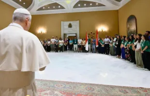 البابا لاوون الرابع عشر يلتقي وفدًا من الشباب المصرييّن المشاركين في يوبيل الشبيبة الذي احتضنته روما (28 يوليو/تموز-3 أغسطس/آب 2025) مصدر الصورة: فاتيكان ميديا