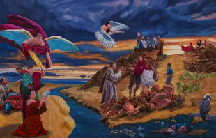 لوحة «العائلة المنفيّة» للفنان أليساندرو فانتيرا مصدر الصورة: دائرة خدمة التنمية البشرية المتكاملة