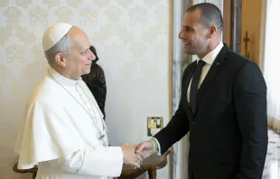 البابا لاوون الرابع عشر يلتقي صباح اليوم رئيس وزراء مالطا روبرت أبيلا في القصر الرسوليّ الفاتيكانيّ مصدر الصورة: فاتيكان ميديا
