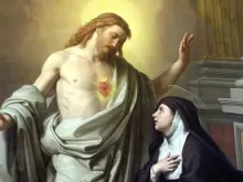 صورة القديسة مارغريت ماري ألاكوك في أحد ظهورات المسيح لها
