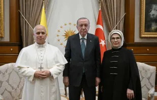 لقاء بين البابا لاوون الرابع عشر والرئيس التركيّ رجب طيّب إردوغان في القصر الرئاسيّ التركيّ مصدر الصورة: فاتيكان ميديا