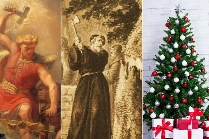 شجرة الميلاد والقدّيس بونيفاس وإله الرعد ثور