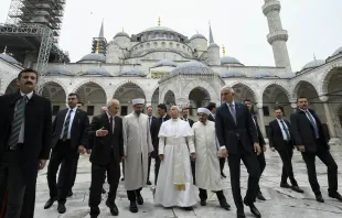 البابا لاوون الرابع عشر يزور جامع السلطان أحمد في إسطنبول مصدر الصورة: فاتيكان ميديا