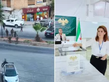 مي ناجح خلوف في مركز الاقتراع/إغلاق الطرق المؤدّية إلى حيّ الشيخ مقصود وحيّ الأشرفية في حلب مساء أمس