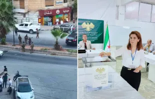 مي ناجح خلوف في مركز الاقتراع/إغلاق الطرق المؤدّية إلى حيّ الشيخ مقصود وحيّ الأشرفية في حلب مساء أمس مصدر الصورة: مجلس مدينة صافيتا/متداول على الشبكة