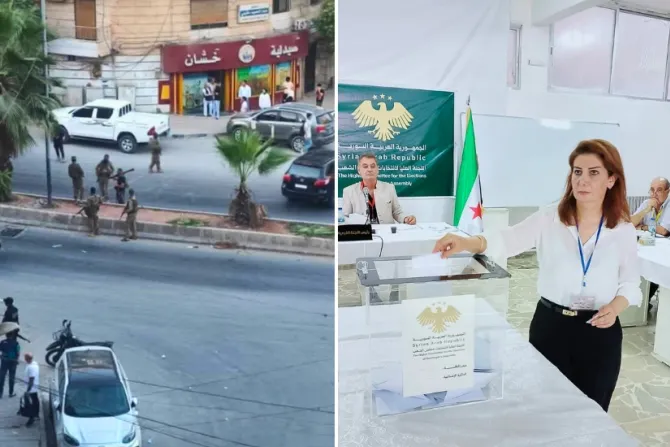 مي ناجح خلوف في مركز الاقتراع/إغلاق الطرق المؤدّية إلى حيّ الشيخ مقصود وحيّ الأشرفية في حلب مساء أمس