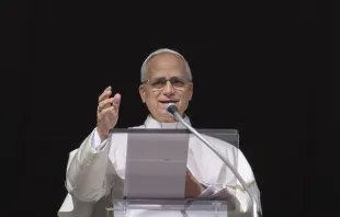 البابا لاوون الرابع عشر يتلو صلاة التبشير الملائكيّ مع المؤمنين في ساحة القدّيس بطرس الفاتيكانيّة مصدر الصورة: فاتيكان ميديا