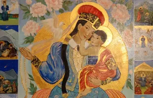 لوحة للعذراء مريم بحسب النمط المنغولي الكالميكي في كنيسة القديس فرنسيس-مدينة إليستا الروسية Provided by: Souheil Lawand/ACIMENA