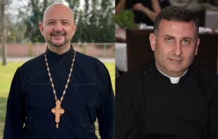 إلى اليمين الأب جورج إسكندر، وإلى اليسار الأب فرنسوا بيروتي Provided by: Melkite Catholic Patriarchate