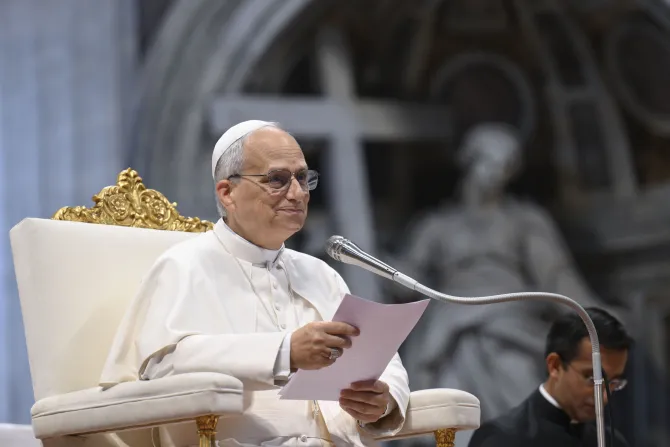 البابا لاوون الرابع عشر يلقي كلمة في خلال مقابلة عامّة يوبيليّة احتضنتها بازيليك القدّيس بطرس-الفاتيكان (14 يونيو/حزيران 2025)