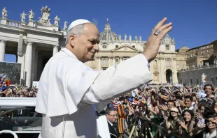 البابا لاوون الرابع عشر يحيّي المؤمنين في خلال المقابلة العامّة الأسبوعيّة يوم 30 يوليو/تمّوز 2025 مصدر الصورة: فاتيكان ميديا