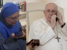راهبةٌ في رعيّة العائلة المقدّسة-غزّة تتحدّث هاتفيًّا إلى البابا فرنسيس