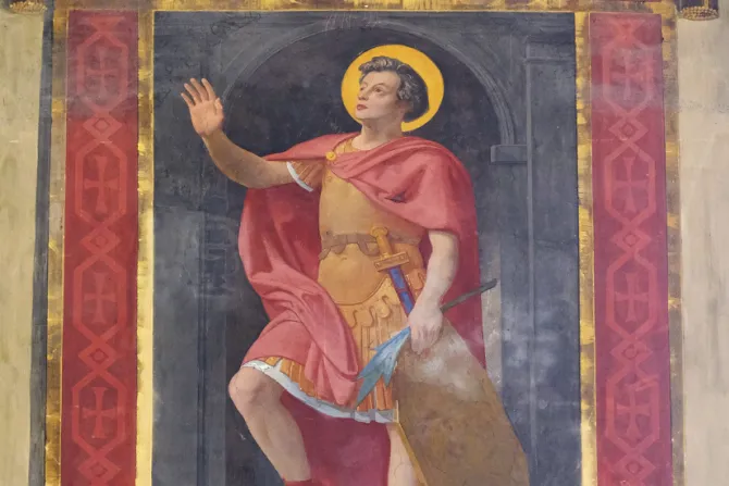 لوحة للقدّيس الشهيد رومانوس في كنيسة القدّيس لورانس في روما، إيطاليا