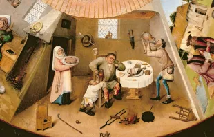 لوحة الخطايا السبع للفنّان هيرونيموس بوش-الجزء الخاصّ بالشراهة مصدر الصورة: ويكيميديا كومونز